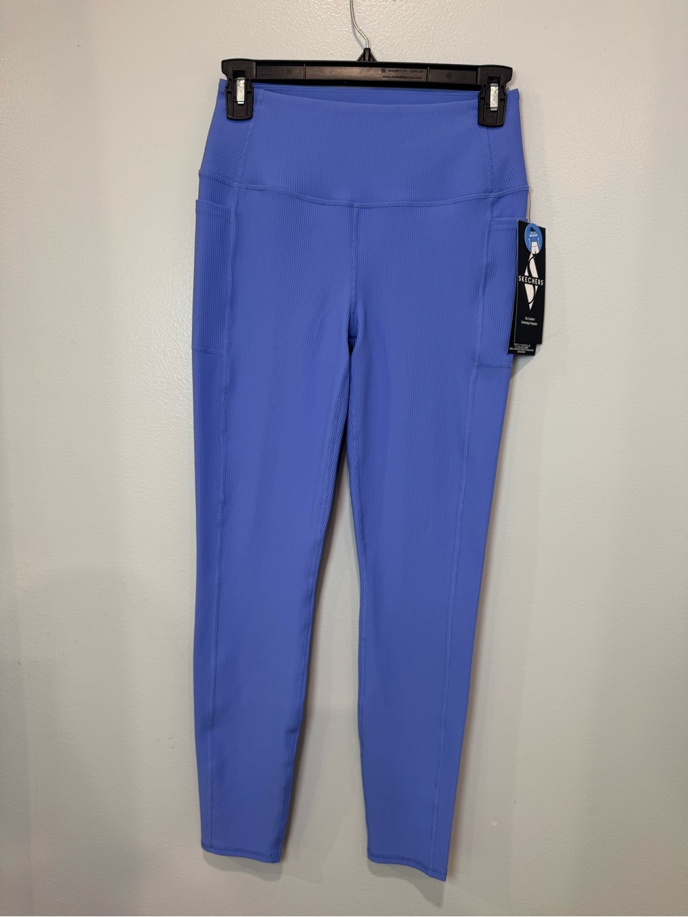 Skechers GoWalk Leggings Women Medium Blue Ribbed High Rise Pocket NWT